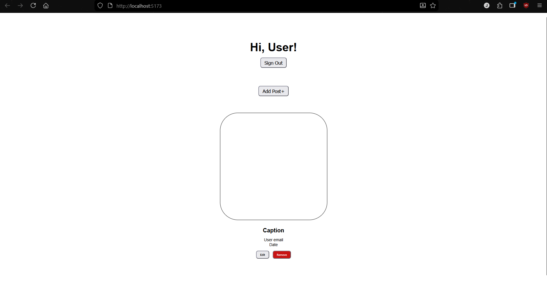 Local React app running in browser