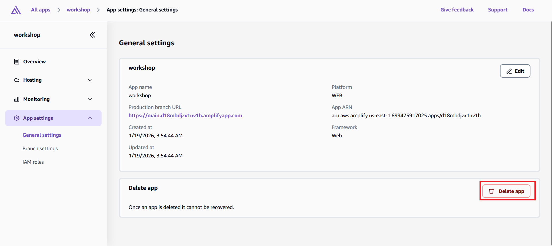 App deletion dashboard